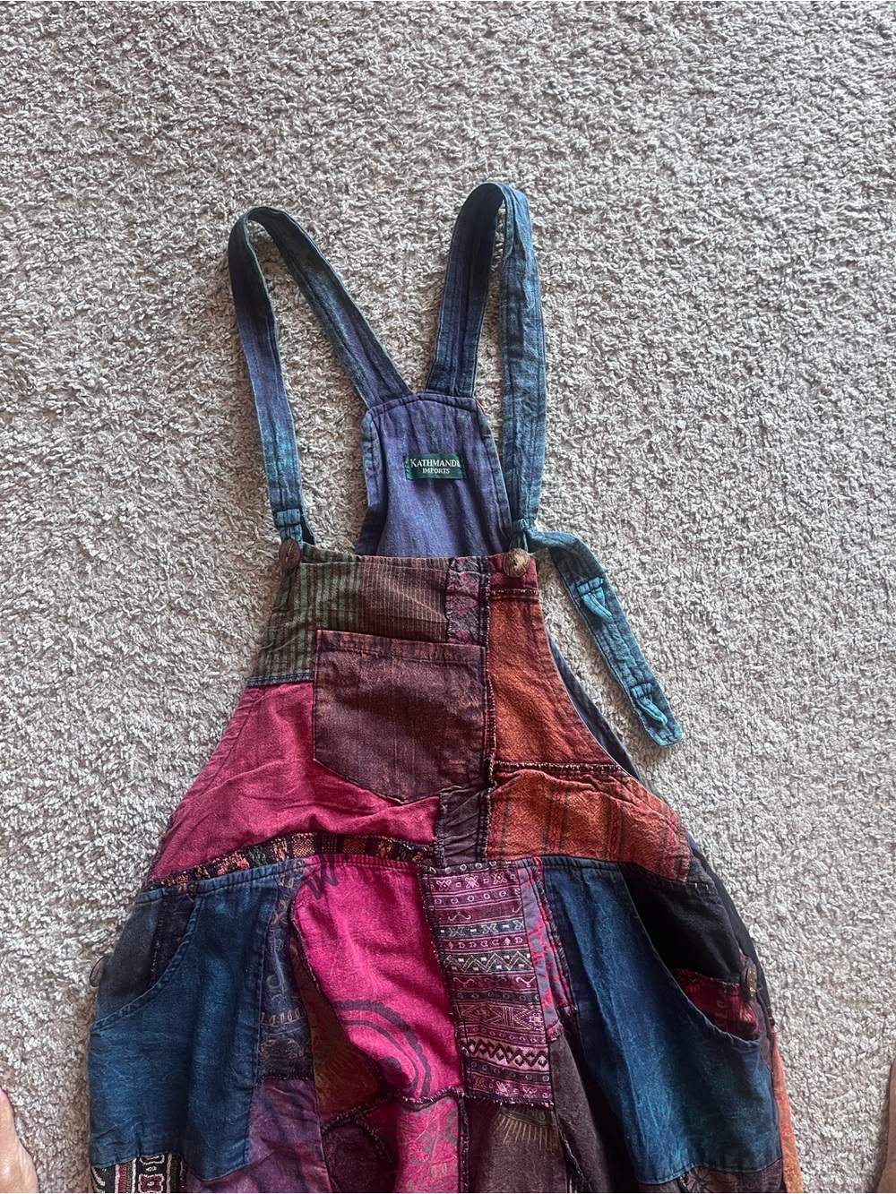 Patchwork Boho Overalls - Multicolor Women’s Jumpsuit - Picture 4 of 6